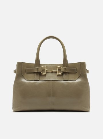 Bolsa Tote Cinza Couro Grande Bridão