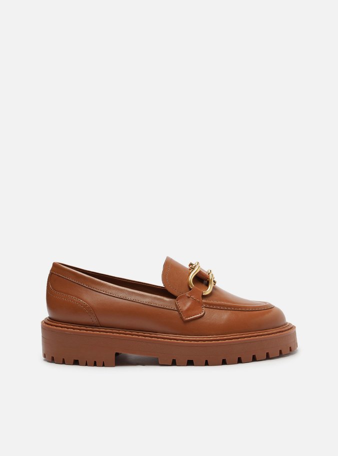 Mocassim Marrom Couro Tratorado Elos Metal