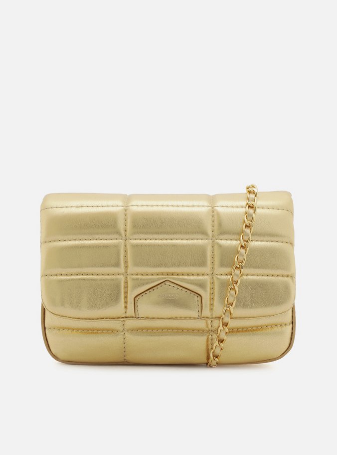 Bolsa Tiracolo Dourada Couro Matelassê Média