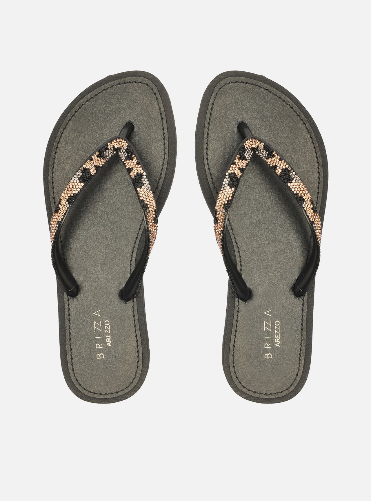 Chinelo de Dedo Preto Print Recouro Essential Strass — foto 1