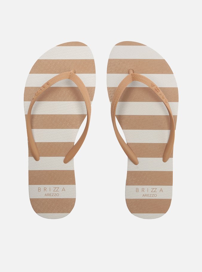 Chinelo de Dedo Marrom e Branco Listras Brizza