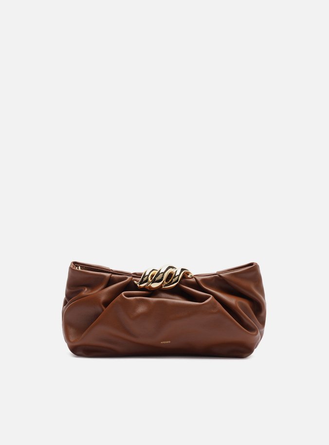 Bolsa Tiracolo Marrom Couro Média Metal