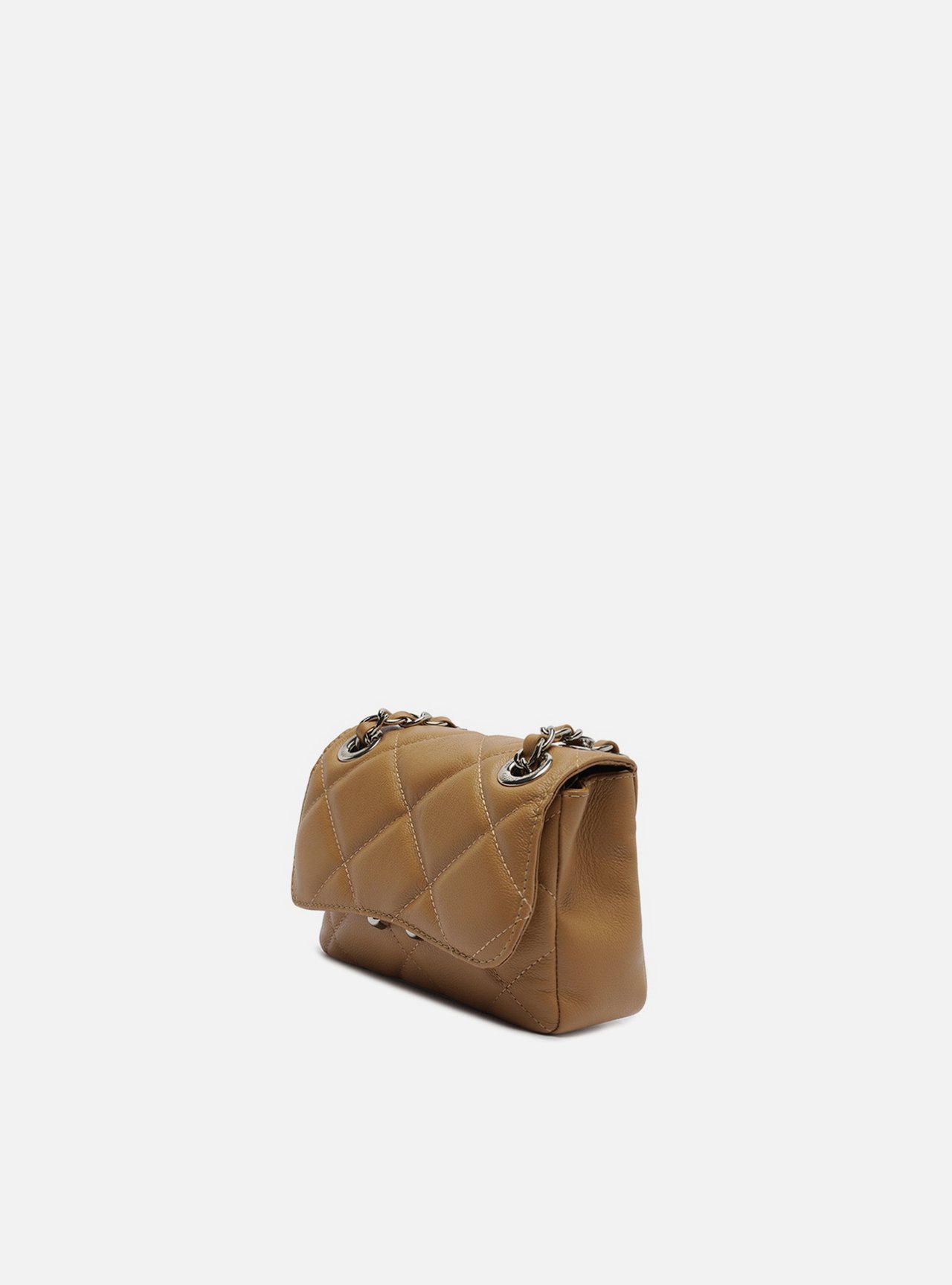 Bolsa Tiracolo Marrom Couro Pequena Matelassê — foto 2