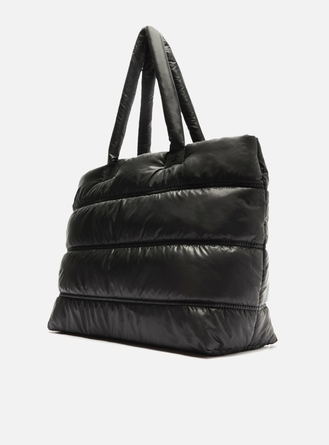 Bolsa Shopping Preta Puffer Nylon Sporty Grande