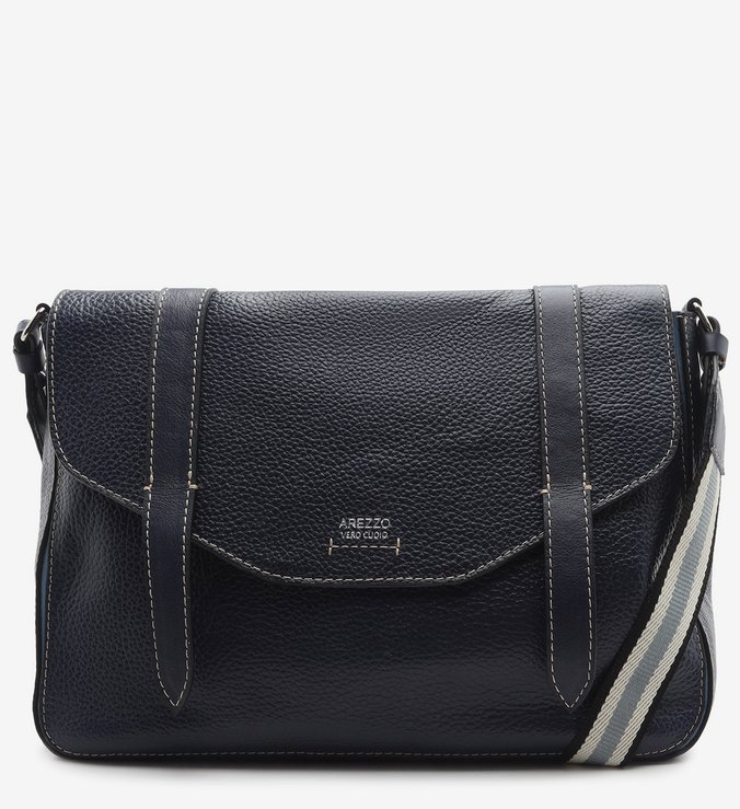 Bolsa Tiracolo Azul Couro Cintia Grande