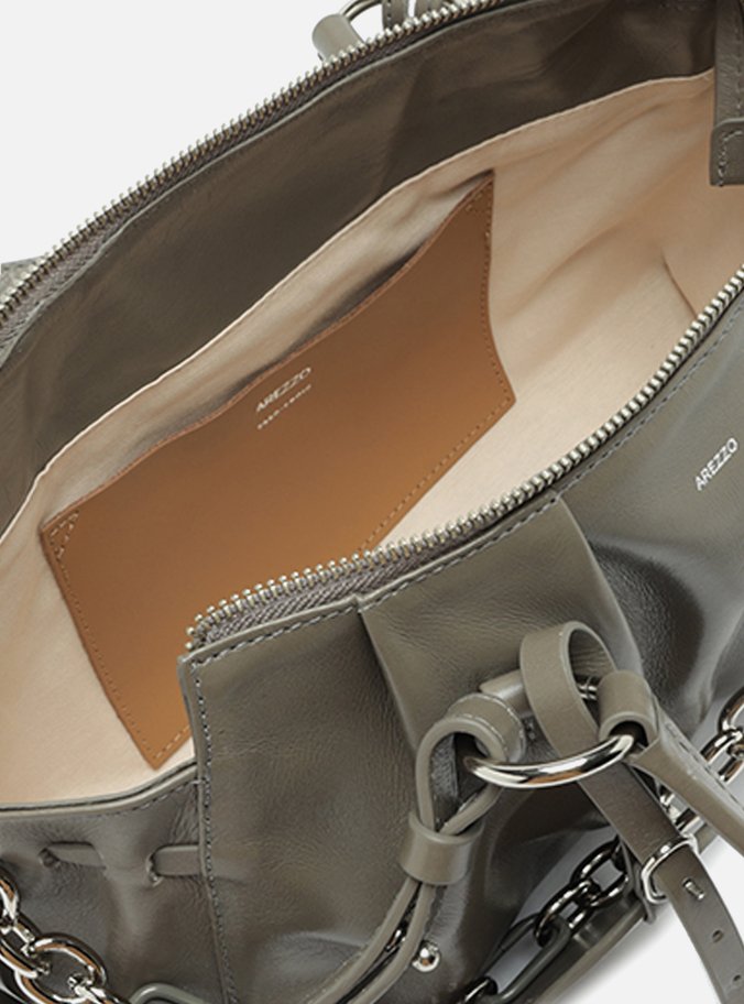 Bolsa Tote Couro Cinza Média