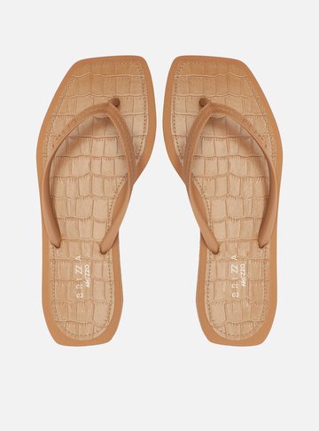 Chinelo de Dedo Marrom Square Palmilha Croco