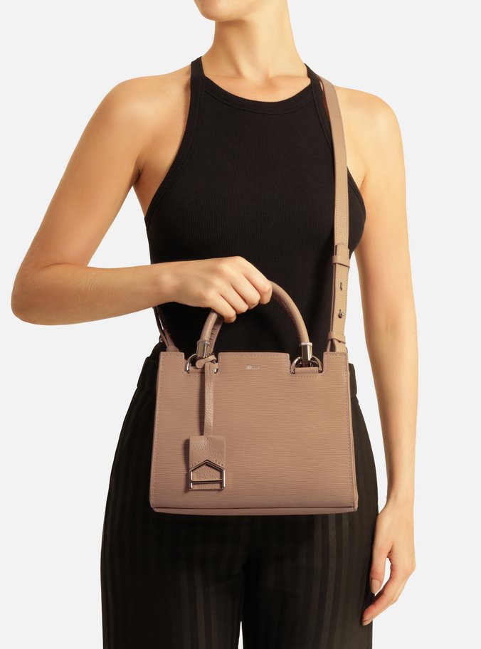 Bolsa Tote Bege Couro Abraccio Média