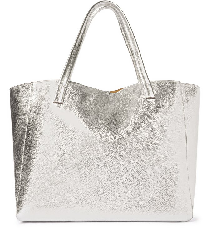 Shopping Prata Couro Fio Grande Dourada
