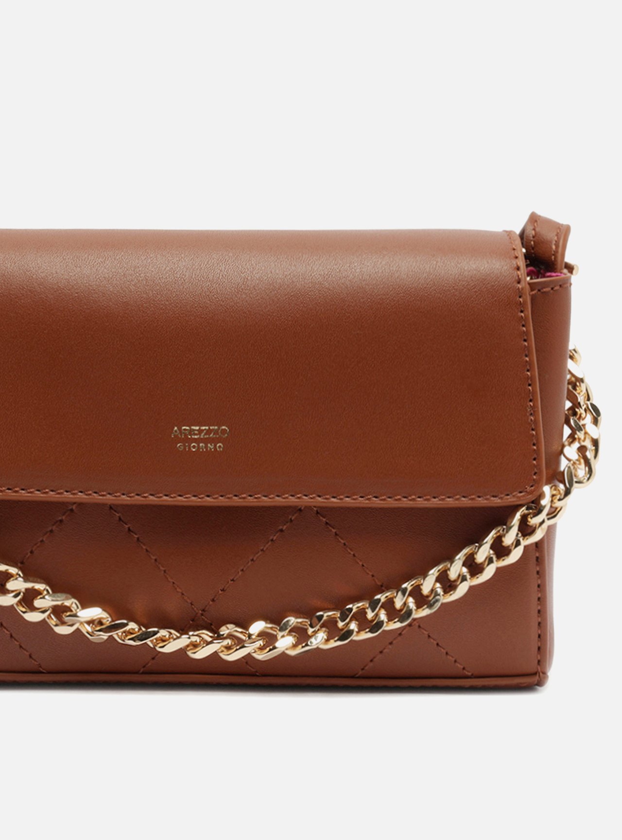 Bolsa Tiracolo Marrom Pequena Corrente Metal — foto 6