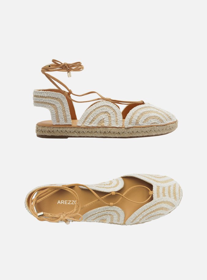 Espadrille Natural Bordada Rasteira Amarração