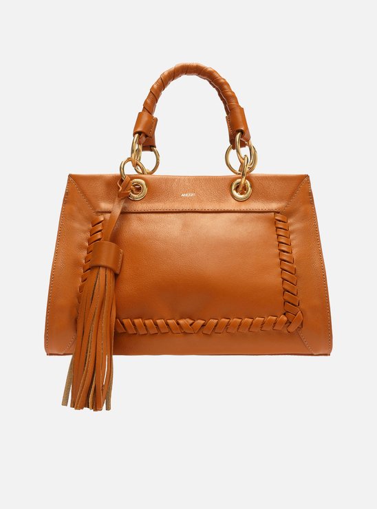 Bolsa Tote Marrom Couro Média Trançada Barbicacho