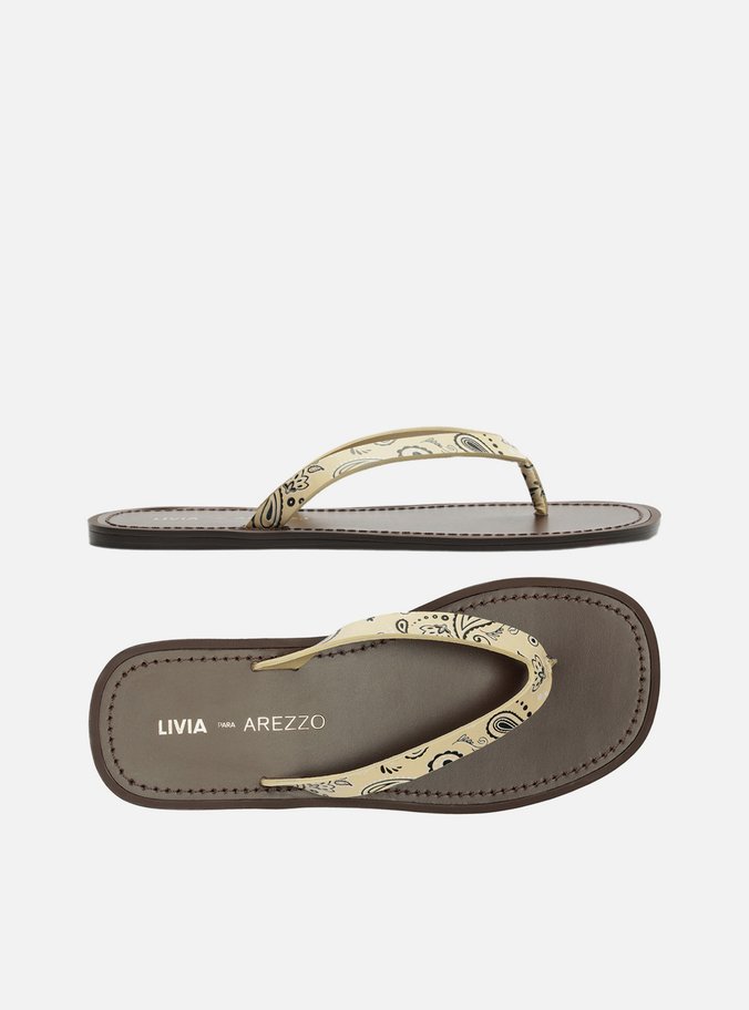 Rasteira Amarela Paisley Flip Flop Livia