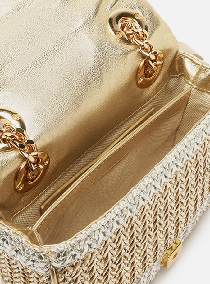 Bolsa Tiracolo Metalizada Trama Emma Média
