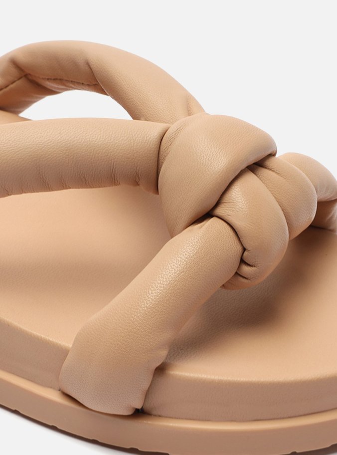 Papete Bege Rasteira Tiras Pillow