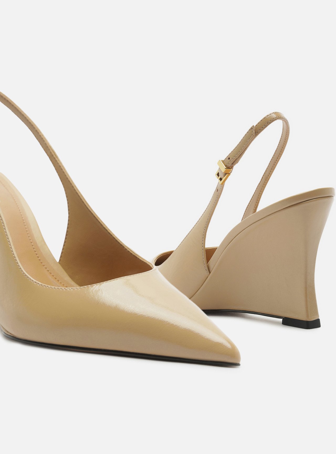 Scarpin Nude Couro Anabela Slingback — foto 4