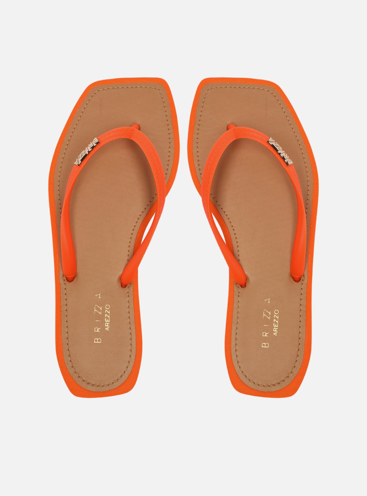 Chinelo de Dedo Laranja Square Palmilha Marrom — foto 1