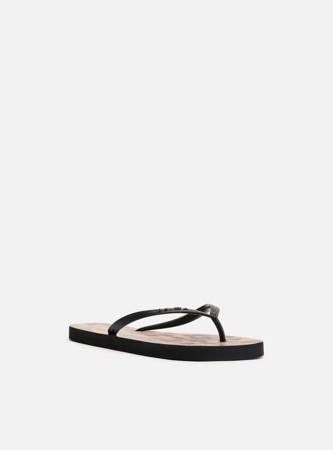 Chinelo de Dedo Preto Animal Print Essential