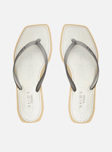 Chinelo de Dedo Prata Recouro Metal Square