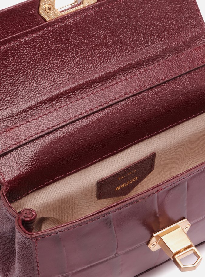 Bolsa Tiracolo Vinho Couro Maxi Croco Pequena
