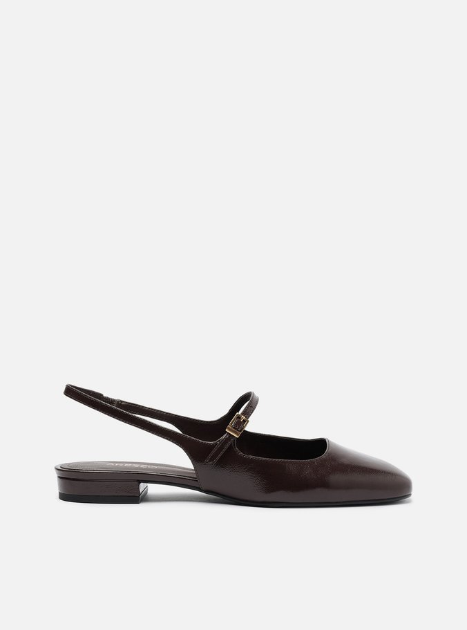 Sapatilha Boneca Marrom Couro Slingback Classic