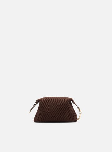 Arezzo — Bolsa Tiracolo Marrom Knit Pequena Brizza