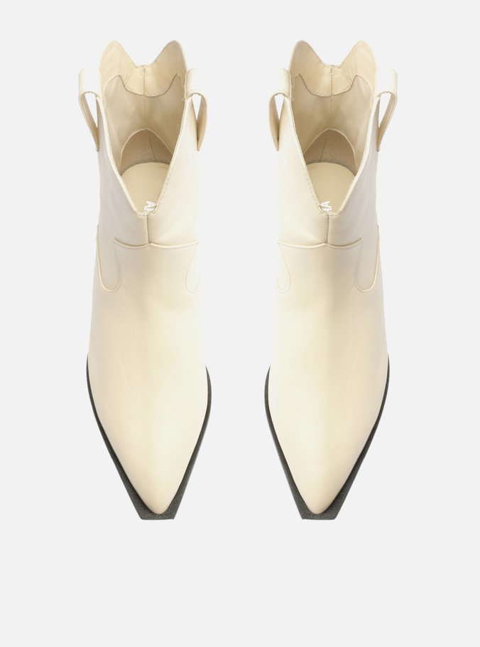 Bota Off-White Couro Cano Curto Western