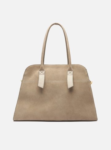 Bolsa Shopping Cinza Couro Acamurçado Grande