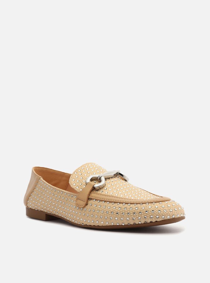 Mocassim Nude Tecido Strass Bridão