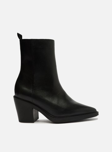 Bota Preta Couro Cano Médio Western
