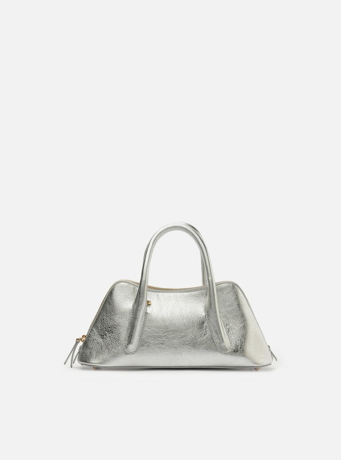 Bolsa Tote Prateada Couro Média Modern