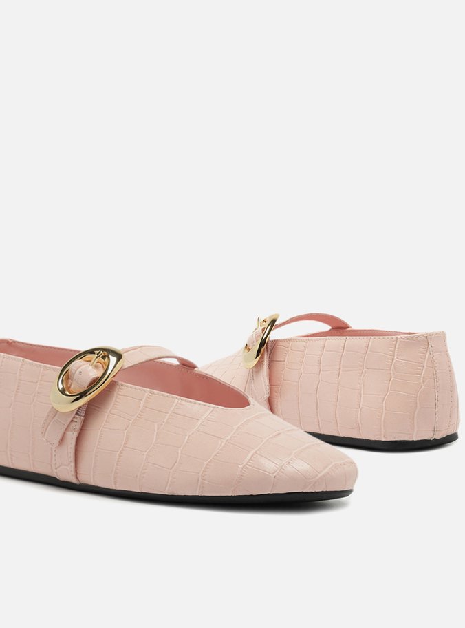 Sapatilha Rosa Croco Fivela Maxi
