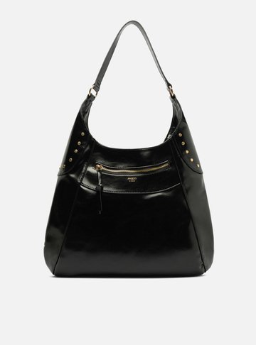 Bolsa Hobo Preta Grande Rebites Laterais