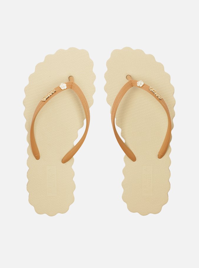 Chinelo de Dedo Marrom Flatform Metais Brizza
