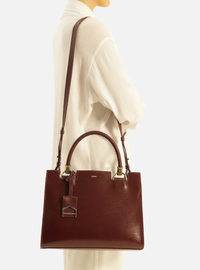 Bolsa Tote Bordô Couro Abraccio Grande