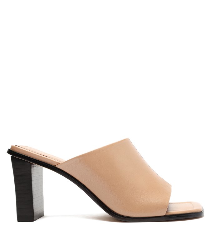 Mule Nude Couro Bico Quadrado