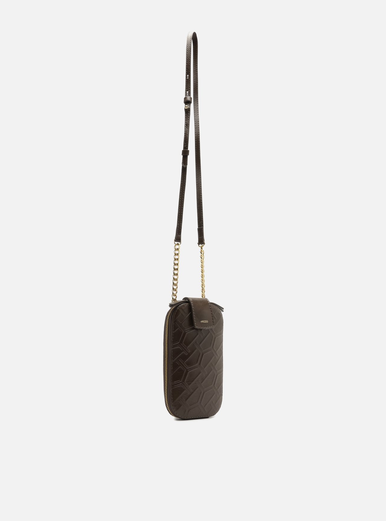 Bolsa Porta Celular Marrom Couro Pequena Corrente — foto 5