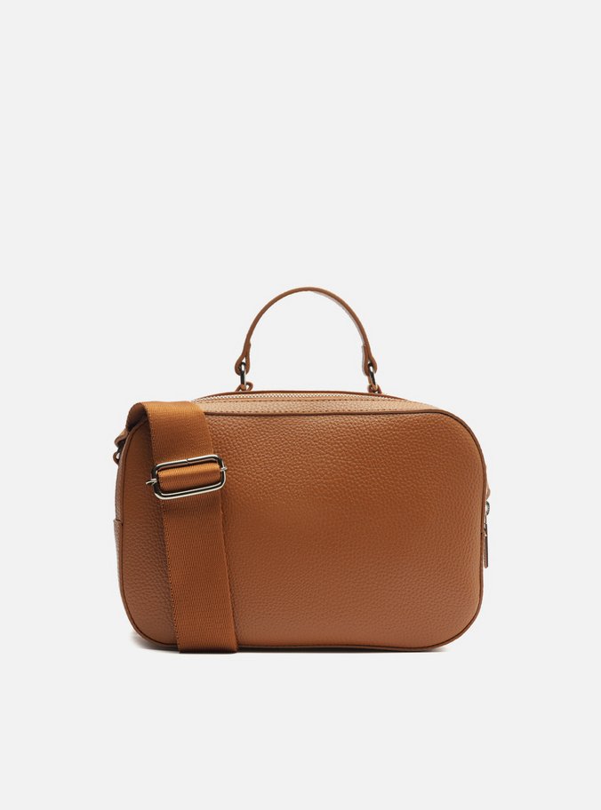 Bolsa Tiracolo Marrom Média Detalhe Metal