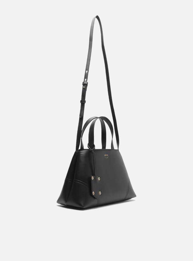Bolsa Tote Preta Média Costuras Bag Charm