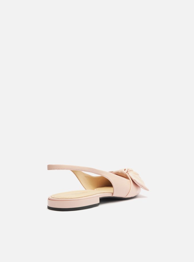 Sapatilha Rosa Couro Slingback Maxi Laço