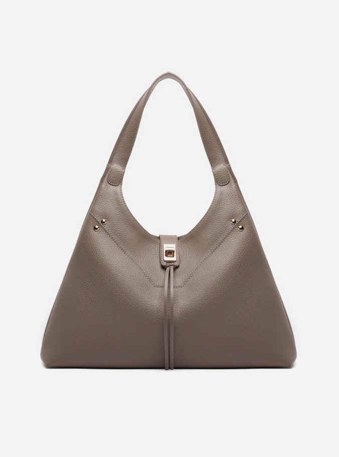 Bolsa Hobo Cinza Grande Metais