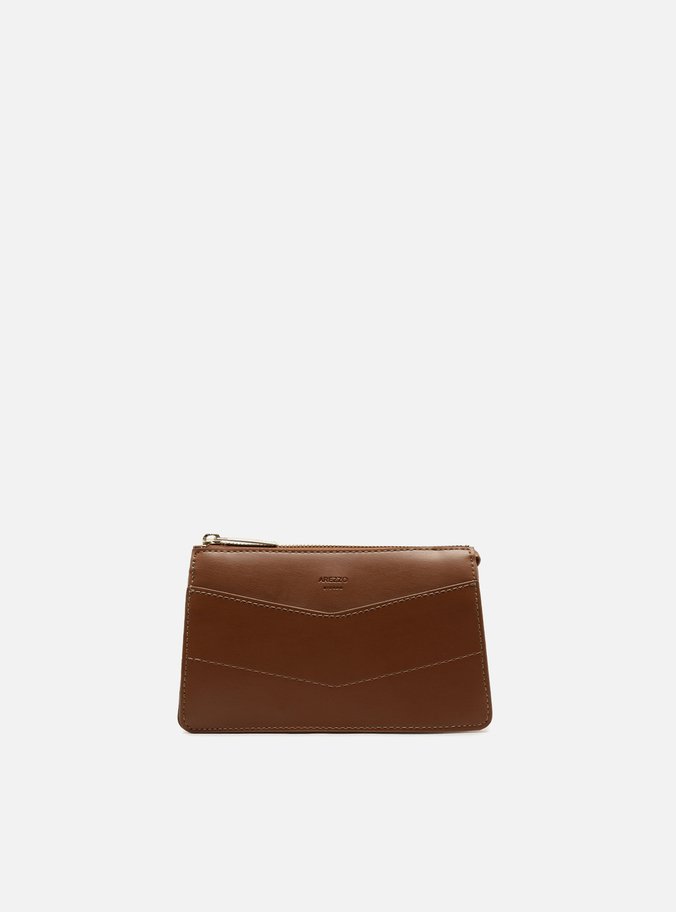 Bolsa Tiracolo Marrom Escuro Pequena Costuras
