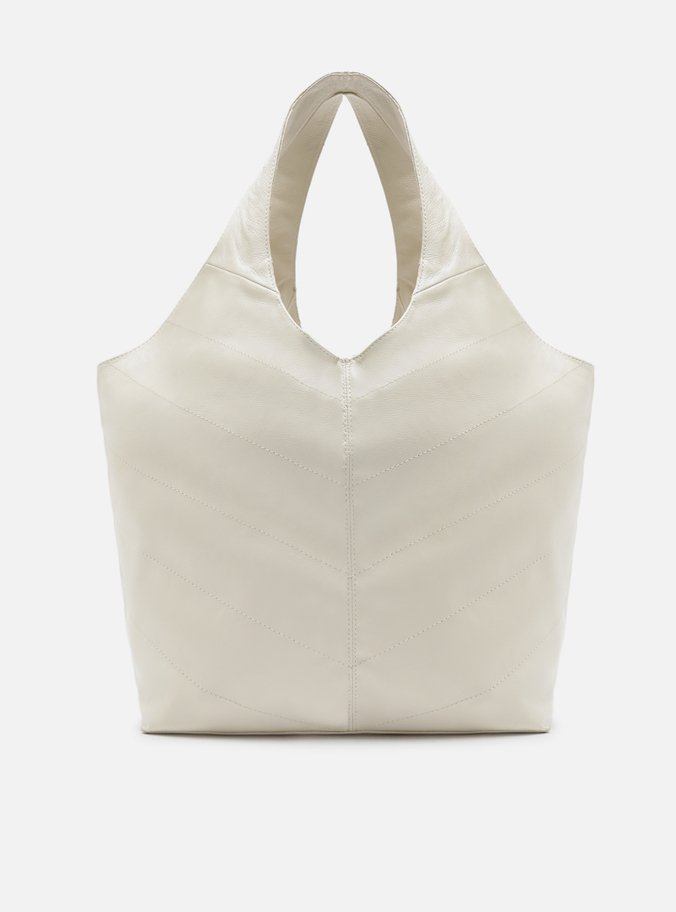 Bolsa Hobo Branca Couro Grande Barbicacho