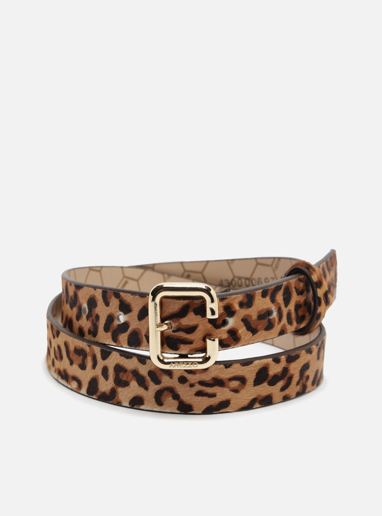 Cinto Animal Print Couro Fivela Dourada — foto 2