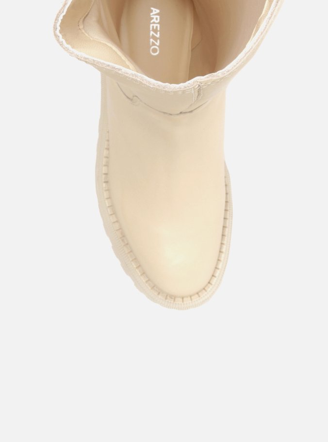 Bota Off-White Couro Cano Longo Tratorada