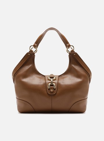 Arezzo — Bolsa Hobo Marrom Couro Grande Metais Dourados