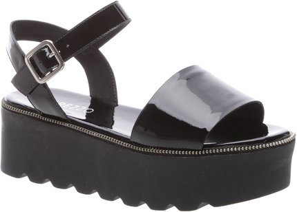 Sandália Flatform Tratorada 90's Verniz Preta