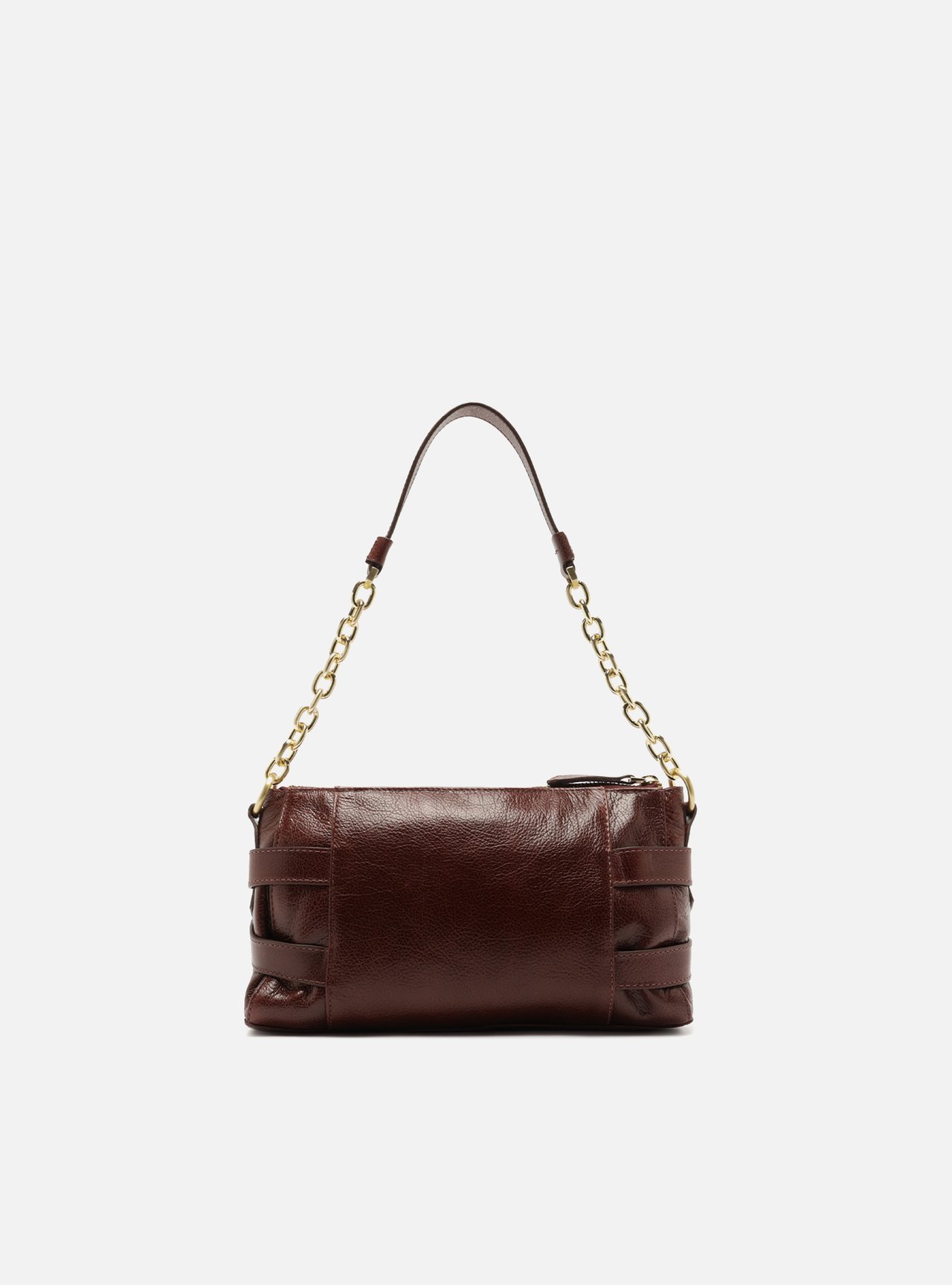 Bolsa Shoulder Bordô Couro Pequena Corrente — foto 3
