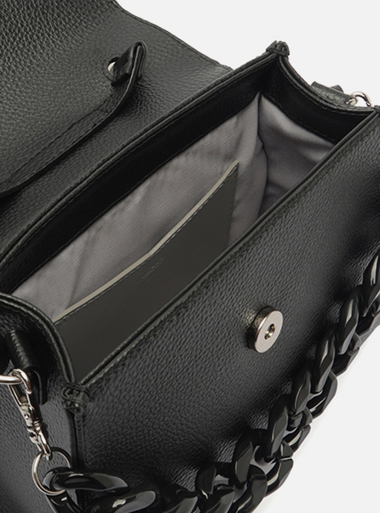 Bolsa Tote Preta Média Alça Corrente — foto 4