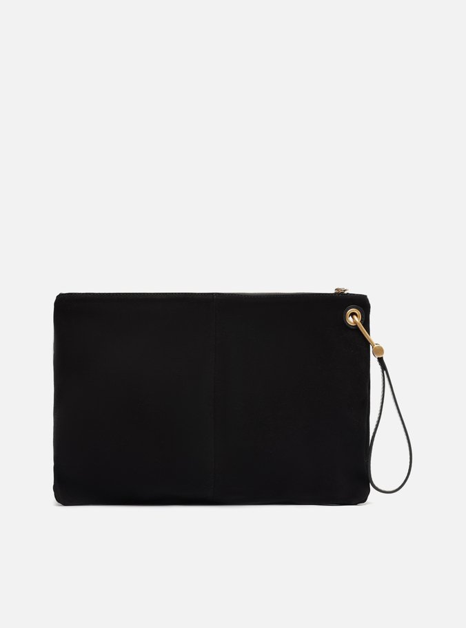 Bolsa Tiracolo Preta Suede Grande Franjas